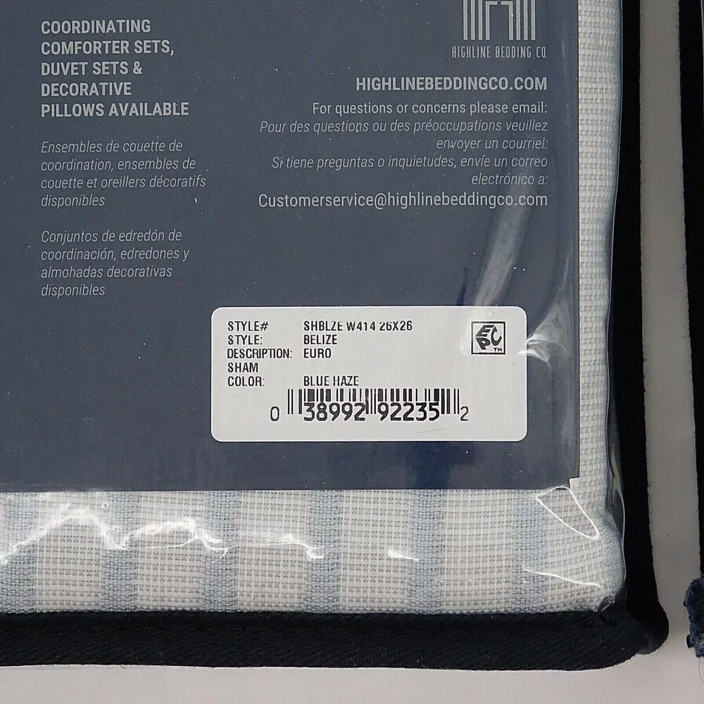 Highline Bedding Co Belize Blue Haze Stripe Euro Sham Set Of Two